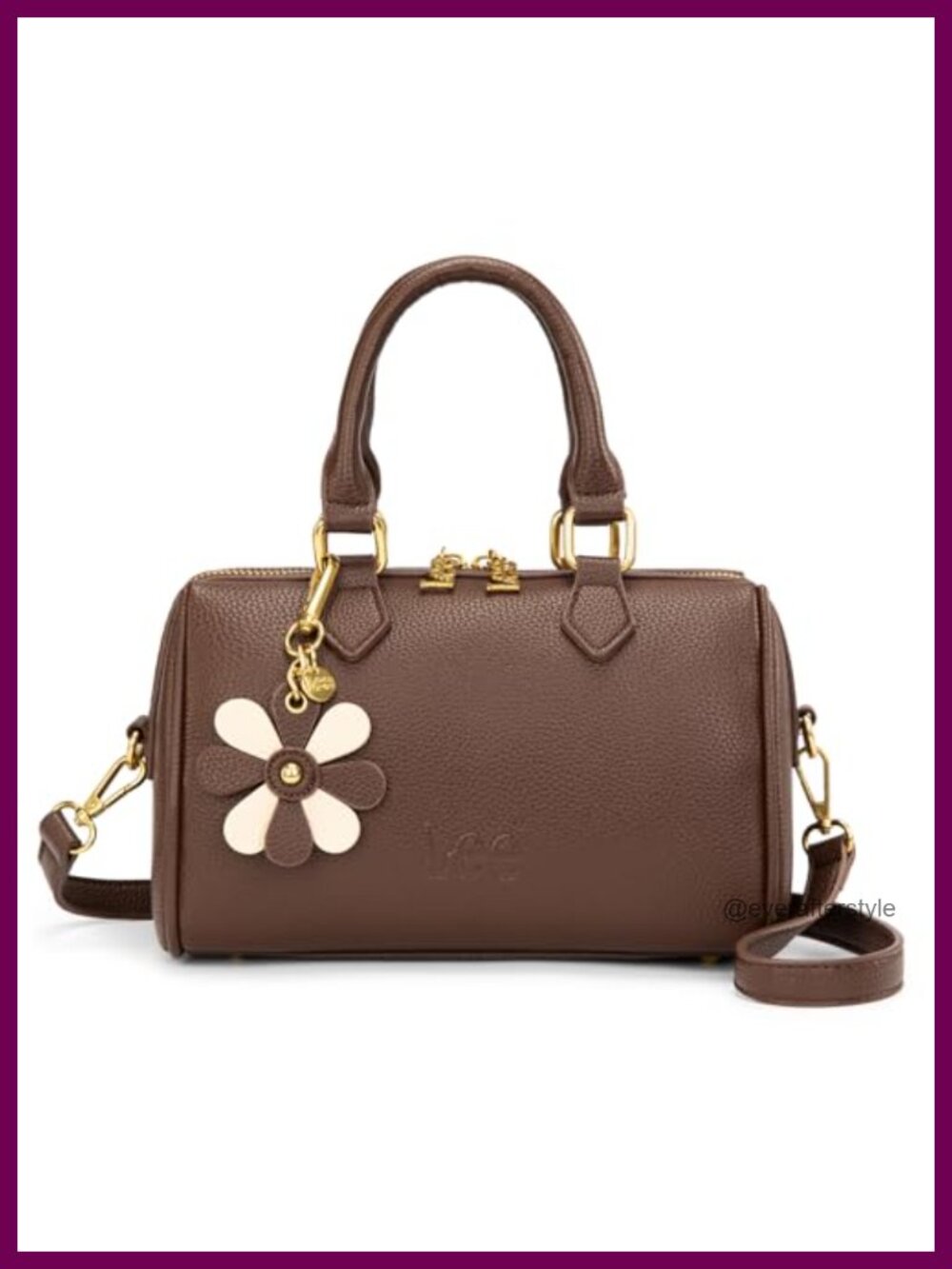 Faux Leather Satchel Crossbody Handbag with Detachable Strap